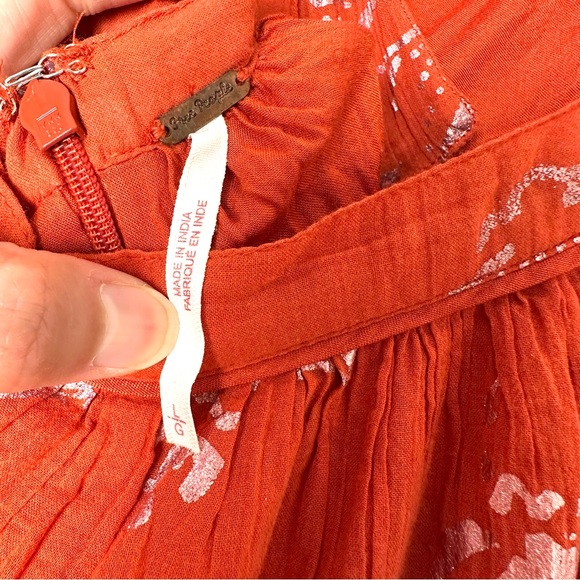 Free People Baja Babe Copper Boho Gilded Floral Crinkle Strapless Maxi Dress - Picture 12 of 12